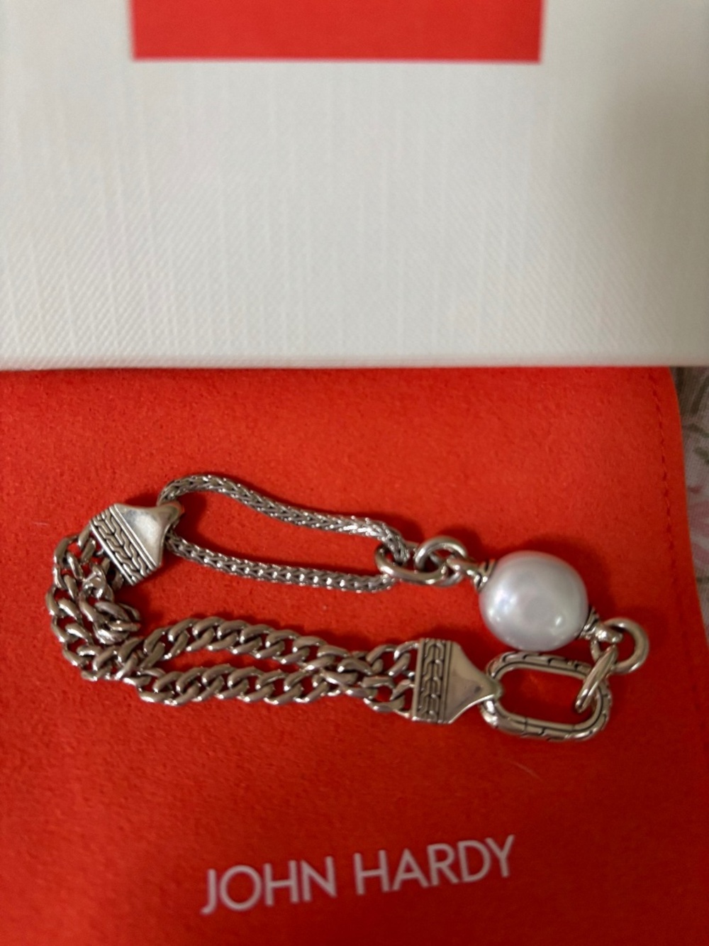 John hardy silver bracelet with coin pearl
